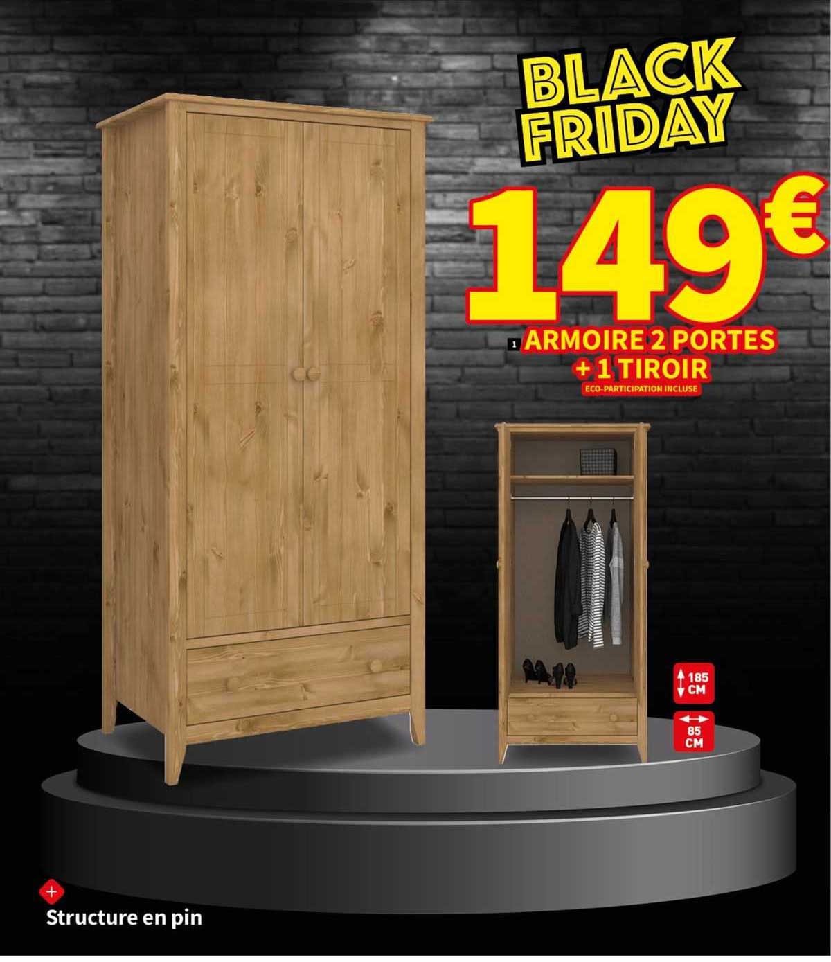 Armoire 2 Portes + 1 Tiroir