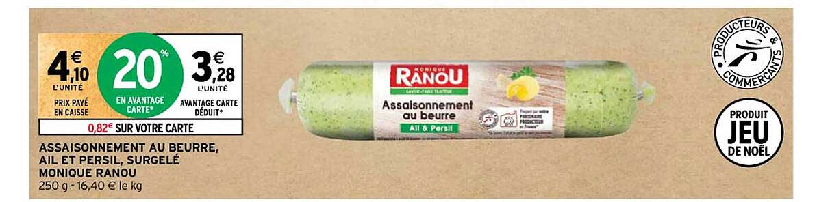 assaisonnement au beurre, ail et persil, surgelé monique ranou
