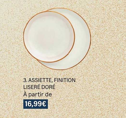 assiette, finition liseré doré