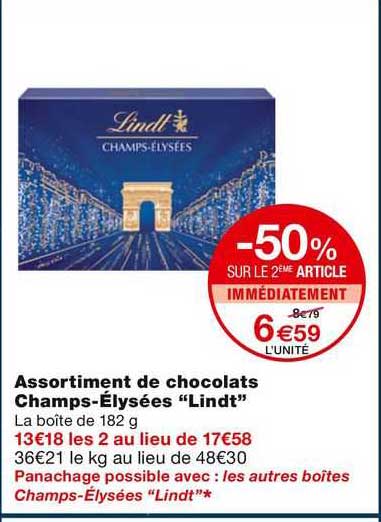 assortiment de chocolats champs-élysées "lindt"