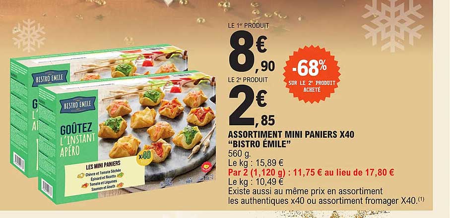 assortiment mini paniers x40 "bistro émile"