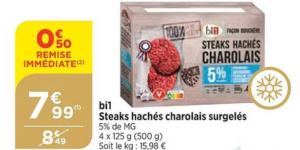 Bi1 Steaks Hachés Charolais Surgelés