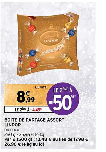 boite  de partage  assorti  lindor