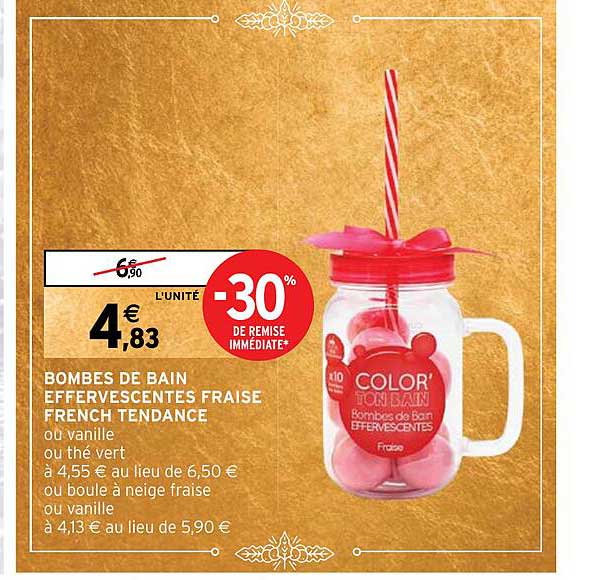 bombes de bain effervescentes fraise french tendance -30% de remise immédiate