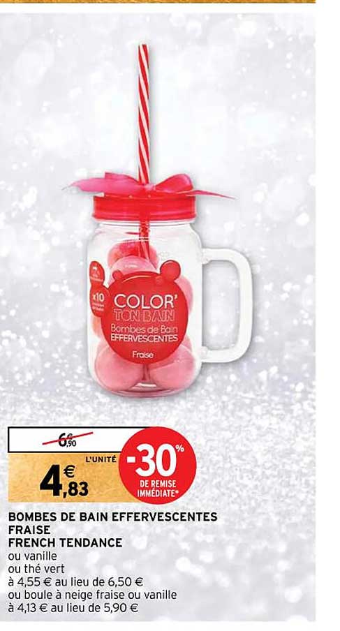 bombes  de bain  effervescentes fraise french tendance