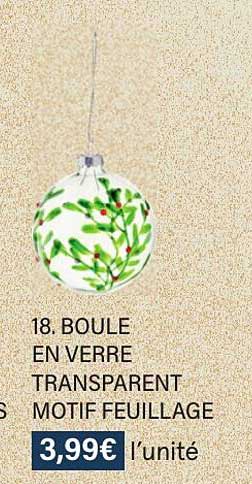 Boule En Verre Transparent Motif Feuillage