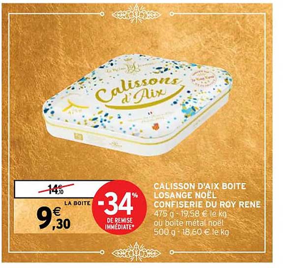 calisson  d'aix  boite  losange noël  confiserie  du roy rene