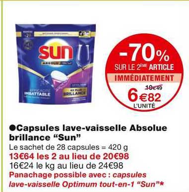 capsules lave-vaisselle absolue brillance "sun"