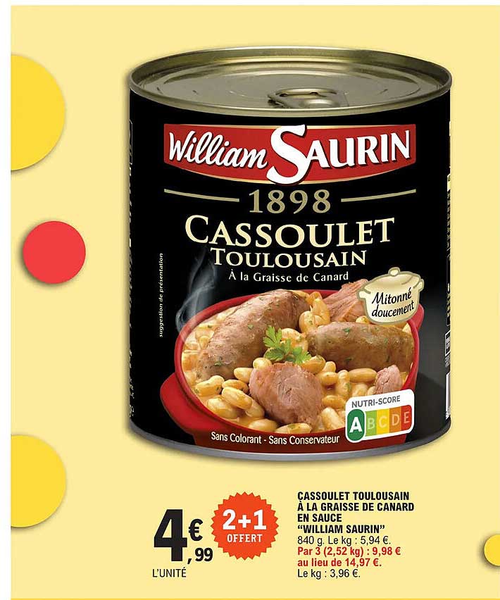 cassoulet toulousain à la graisse de canard en sauce "william saurin"