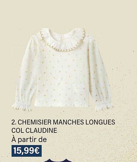 chemisier manches longues col claudine