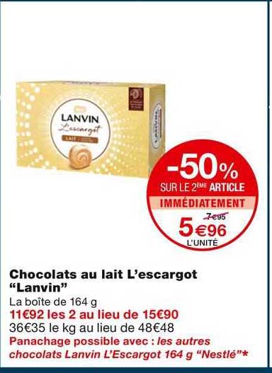 chocolats au lait l'escargot "lanvin"