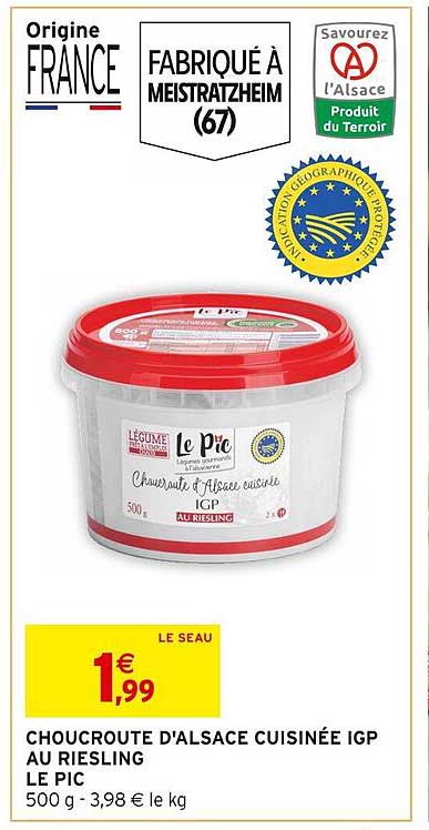 chourcroute d'alsace cuisinée igp au riesling le pic