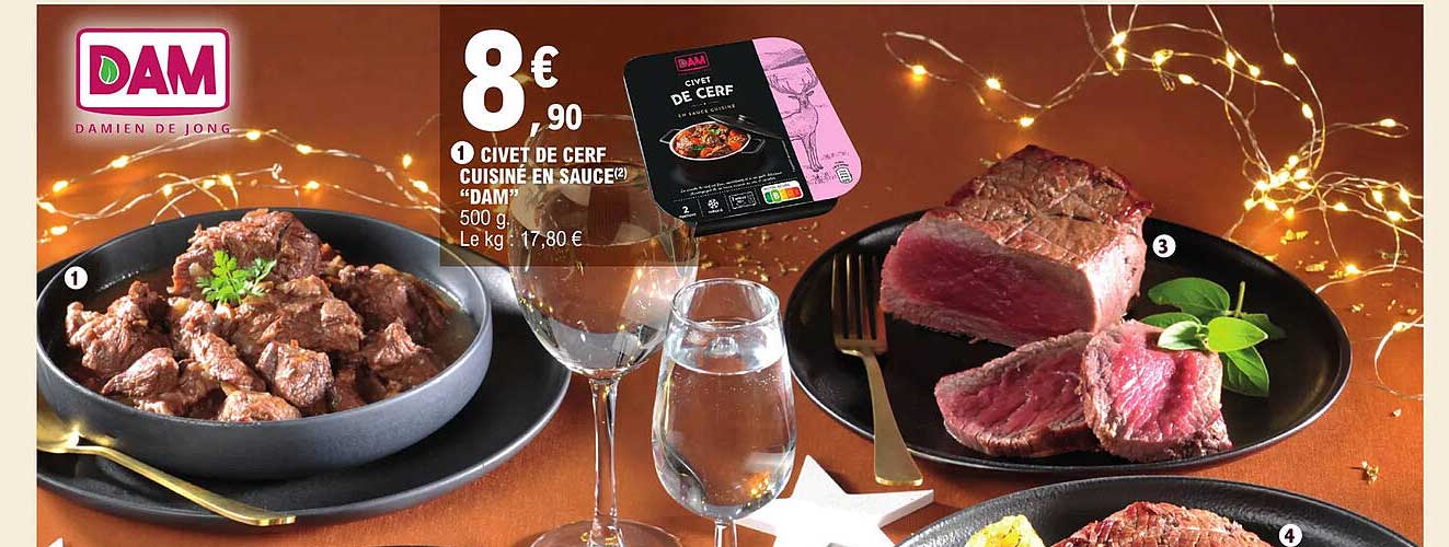 civet de cerf cuisiné en sauce "dam"