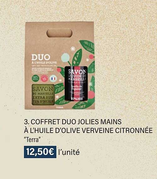 coffret duo jolies mains à l'huile d'olive verveine citronnée "terra"