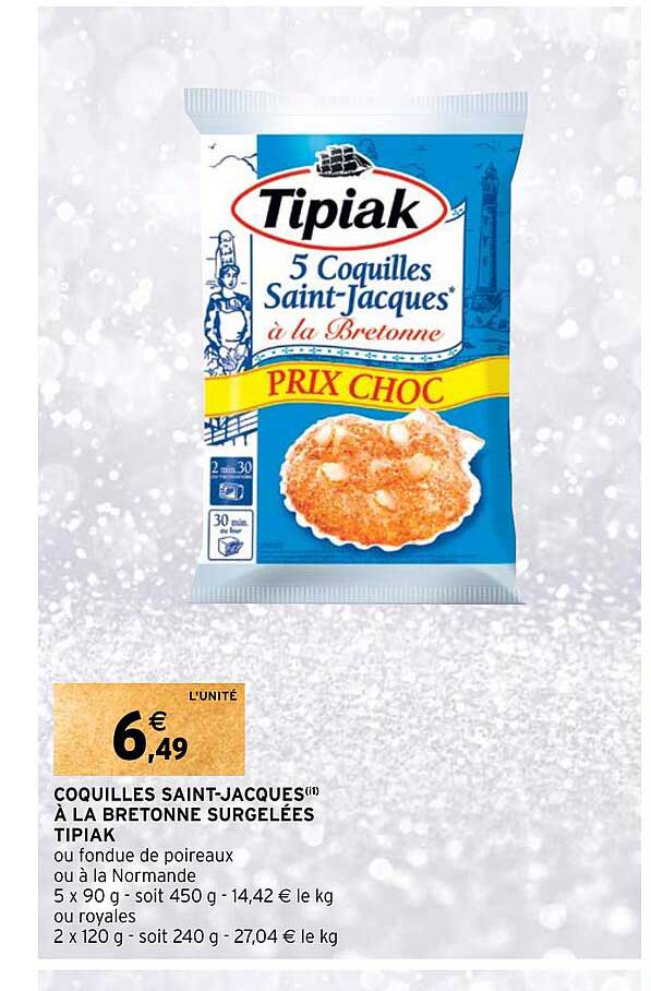 Coquilles Saint-jacques à La Bretonne Surgelées Tipiak