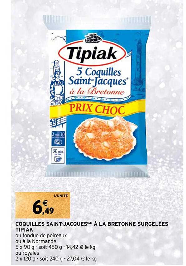 coquilles  saint-jacques à la  bretonne  surgelées  tipiak