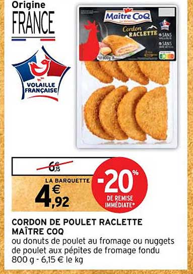 cordon de poulet raclette maître coq