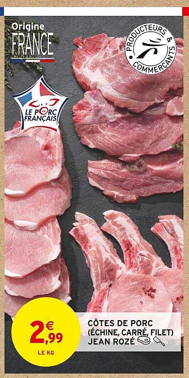 côtes de porc (échine carré filet) jean rozé