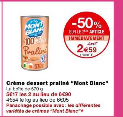 Crème Dessert Praliné "mont Blanc"