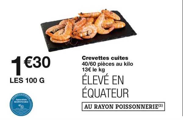 crevettes cuites 40/60 pièces au kilo