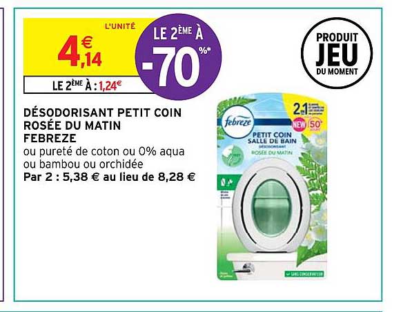 désodorant petit coin rosée du matin febreze le 2ème à -70%