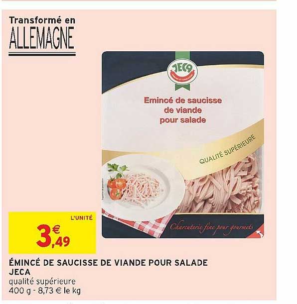 émincé De Saucisse De Viande Pour Salade Jeca