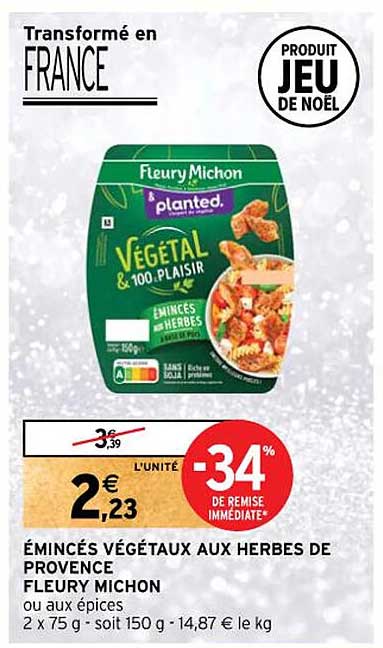 émincés végétaux aux herbes de provence fleury michon