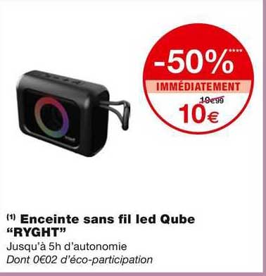 enceinte sans fil led qube ryght