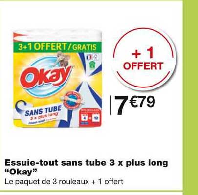 essuie-tout sans tube 3 x plus long "okay"