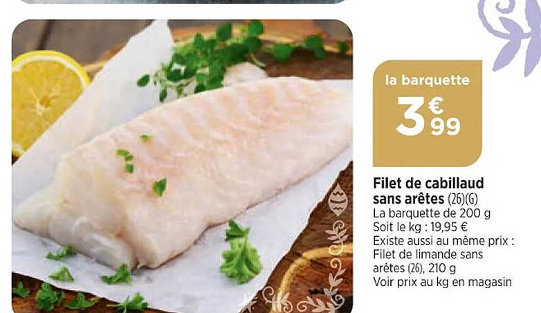 filet de cabillaud sans arêtes
