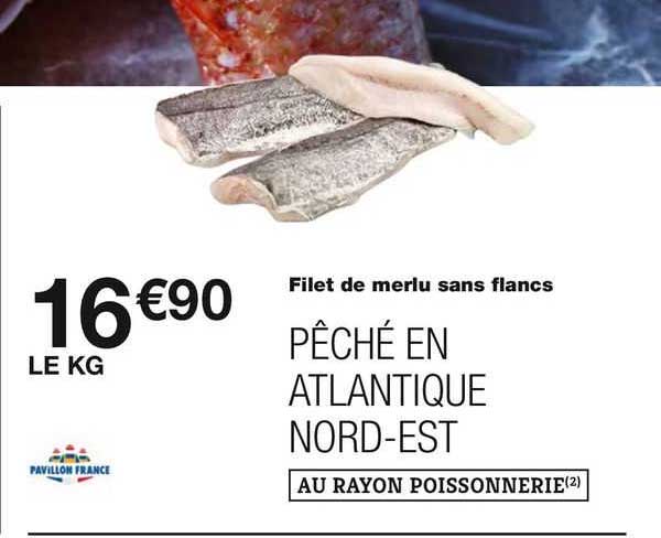 filet de merl sans flancs pêché en atlantique nord-est