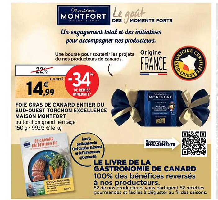foie gras de canard entier du sud-ouest torchon excellence maison montfort