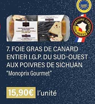 foie gras de canard entier i.g.p. du sud-ouest aux poivres de sichuan "monoprix gourmet"