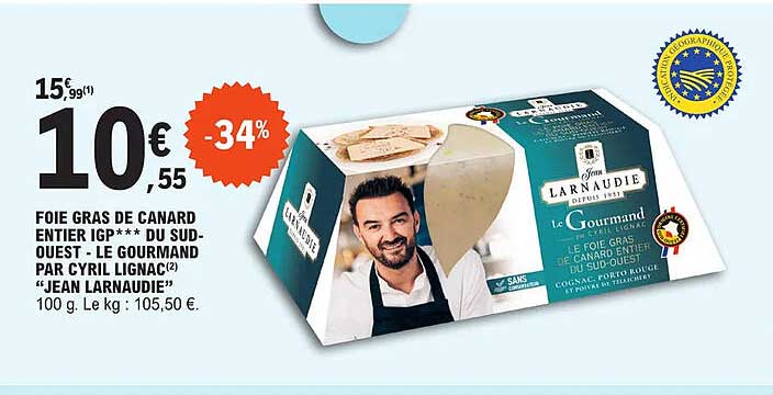 foie gras de canard entier igp***du sud-ouest - le gourmand par cyril lignac "jean larnaudie"
