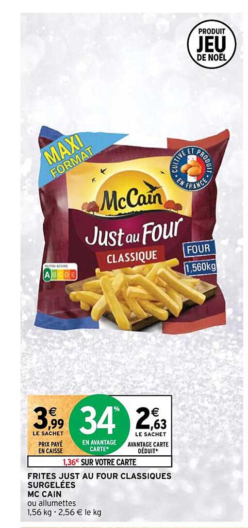 frites just au four classiques surgelées mc cain