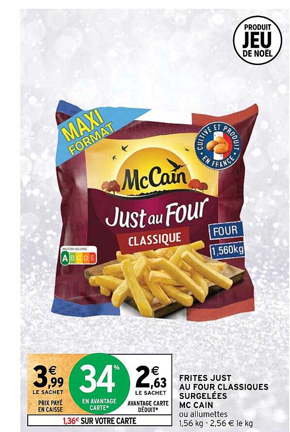 Frites Just Au Four Classiques Surgelées Mc Cain