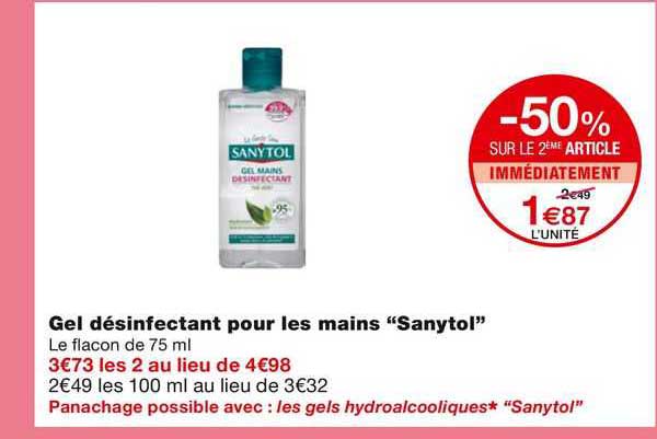 gel désinfectant pour les mains "sanytol"