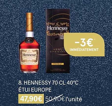 hennessy 70 cl 40°c étui europe