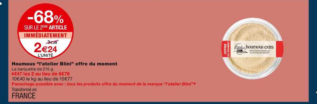 houmous "l'atelier blini" offre du moment