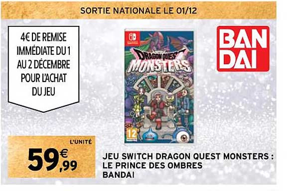 jeu switch dragon  quest  monsters le prince des ombres bandai