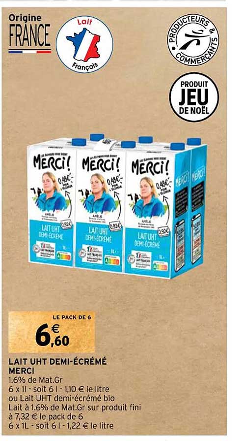 lait uht demi-écrémé merci