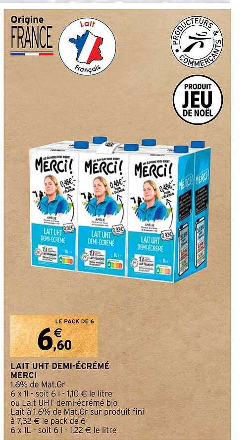 lait uht demi-écrémé merci