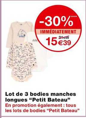lot de 3 bodies manches longues "petit bateau"