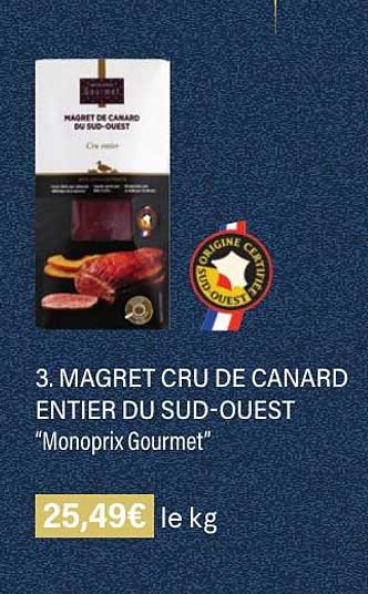 magret cru de canard entier du sud-ouest "monoprix gourmet"