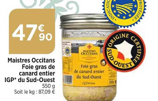 maistres occitans foie gras de canard entier igp du sud-ouest