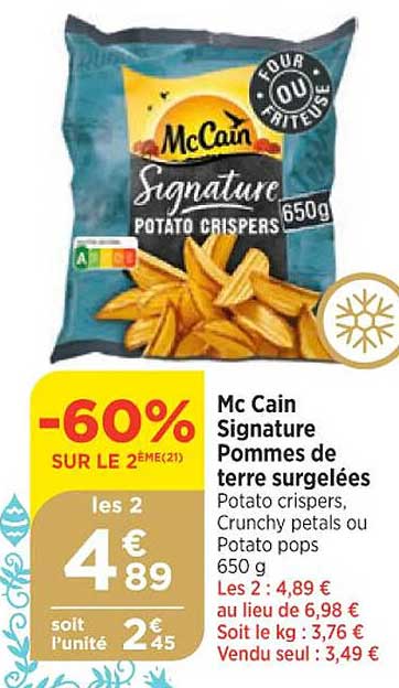 mc cain signature pommes de terre surgelées