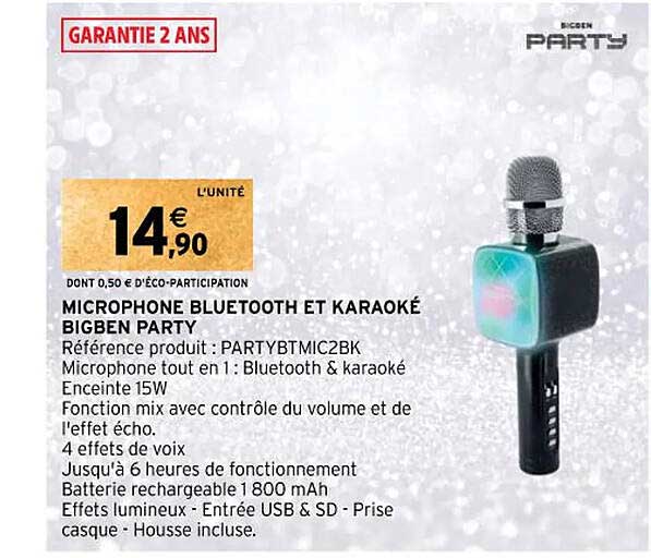 microphone bluetooth et karaoké bigben party