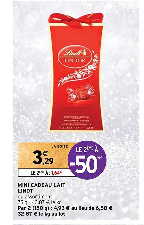 Mini Cadeau Lait Lindt Le 2ème à -50%