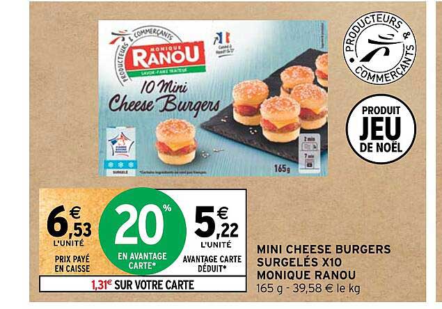 mini cheese burgers surgelés x10 monique ranou