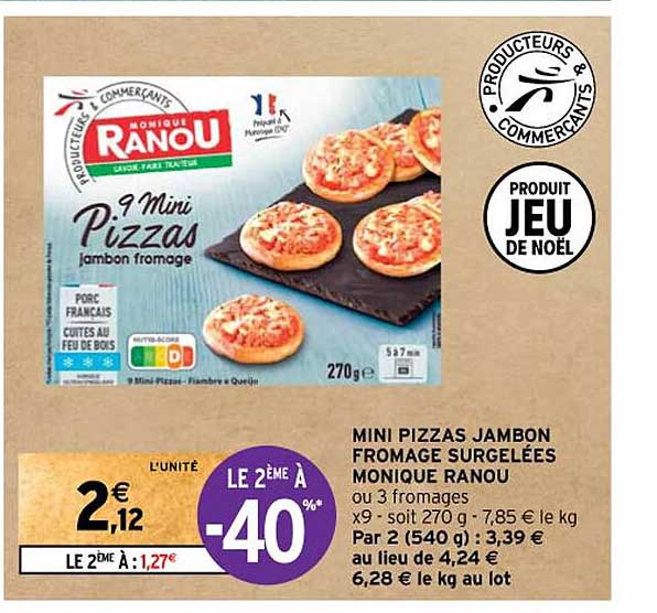 mini pizzas jambon fromage surgelées monique ranou